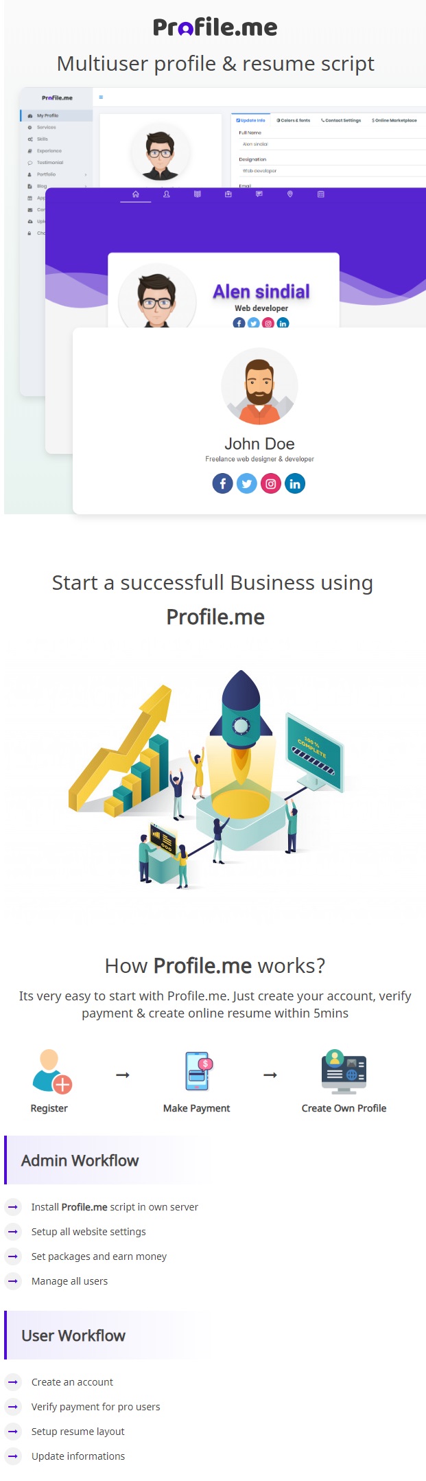 Profile.me - Saas Multiuser Profile Resume & Vcard Script - 5